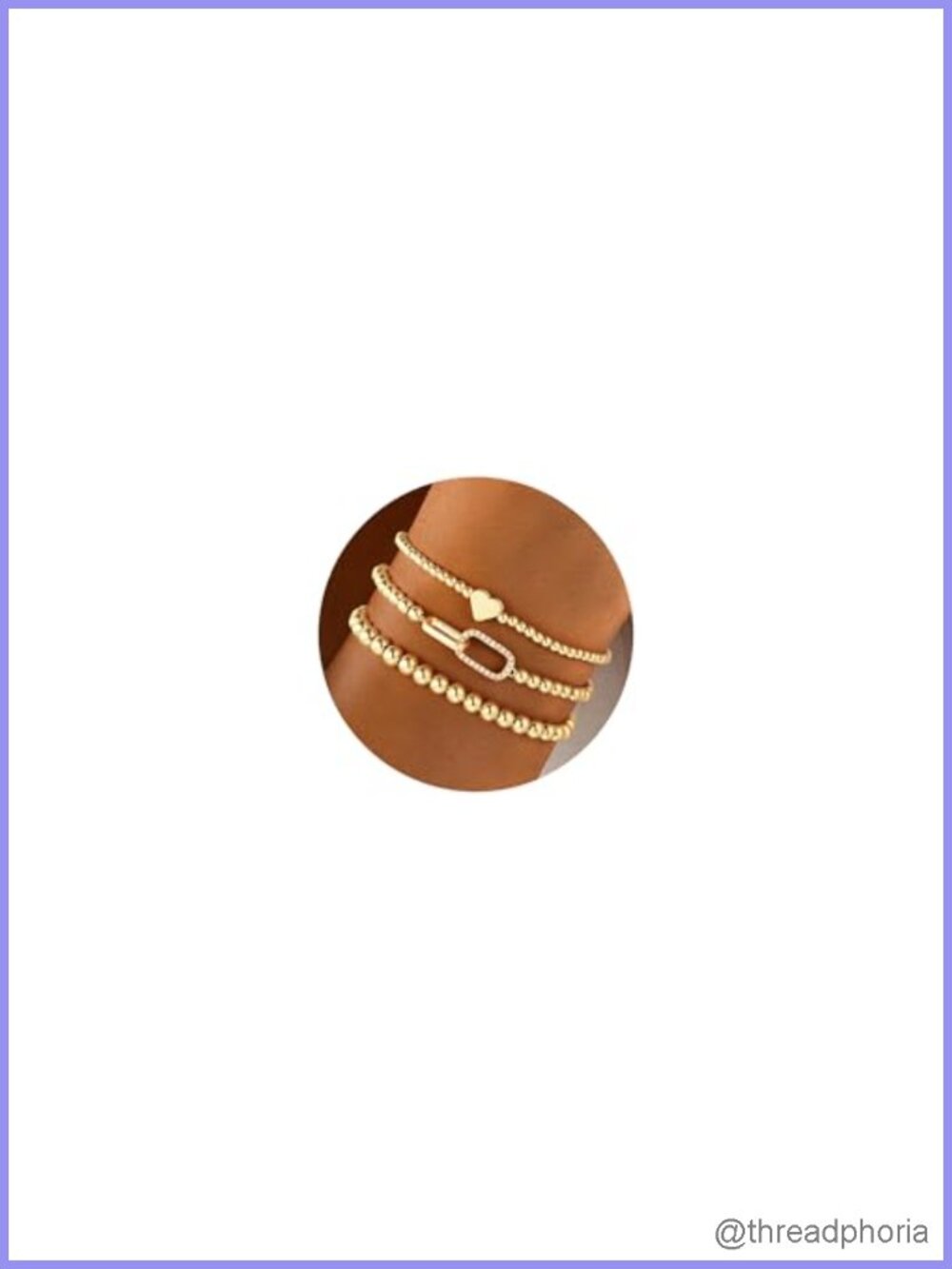 14K Gold Plated Beaded Stretch Bracelet Set for Women Stackable